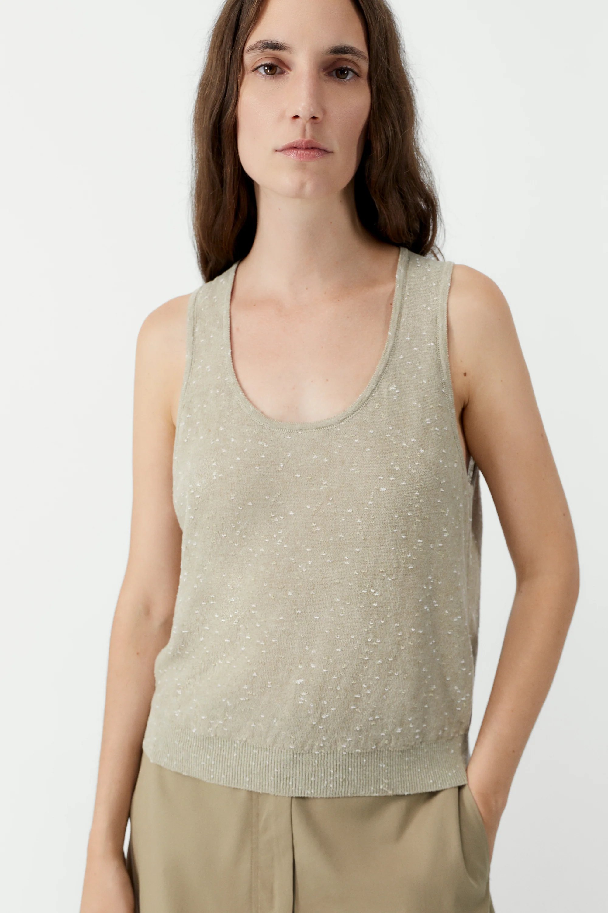 LINEN & COTTON FLECKED TANK TOP - Image 2