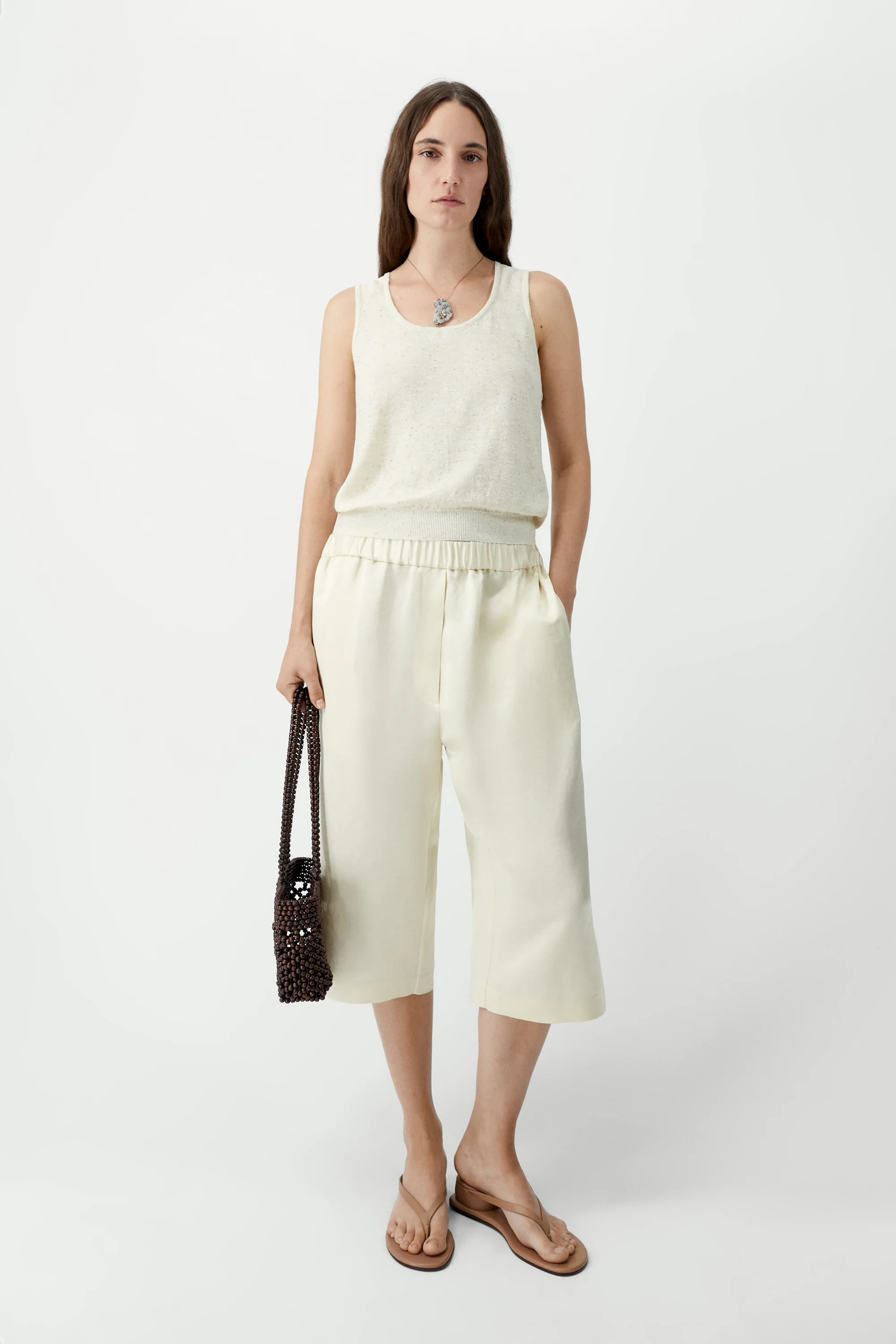 LINEN & COTTON FLECKED TANK TOP