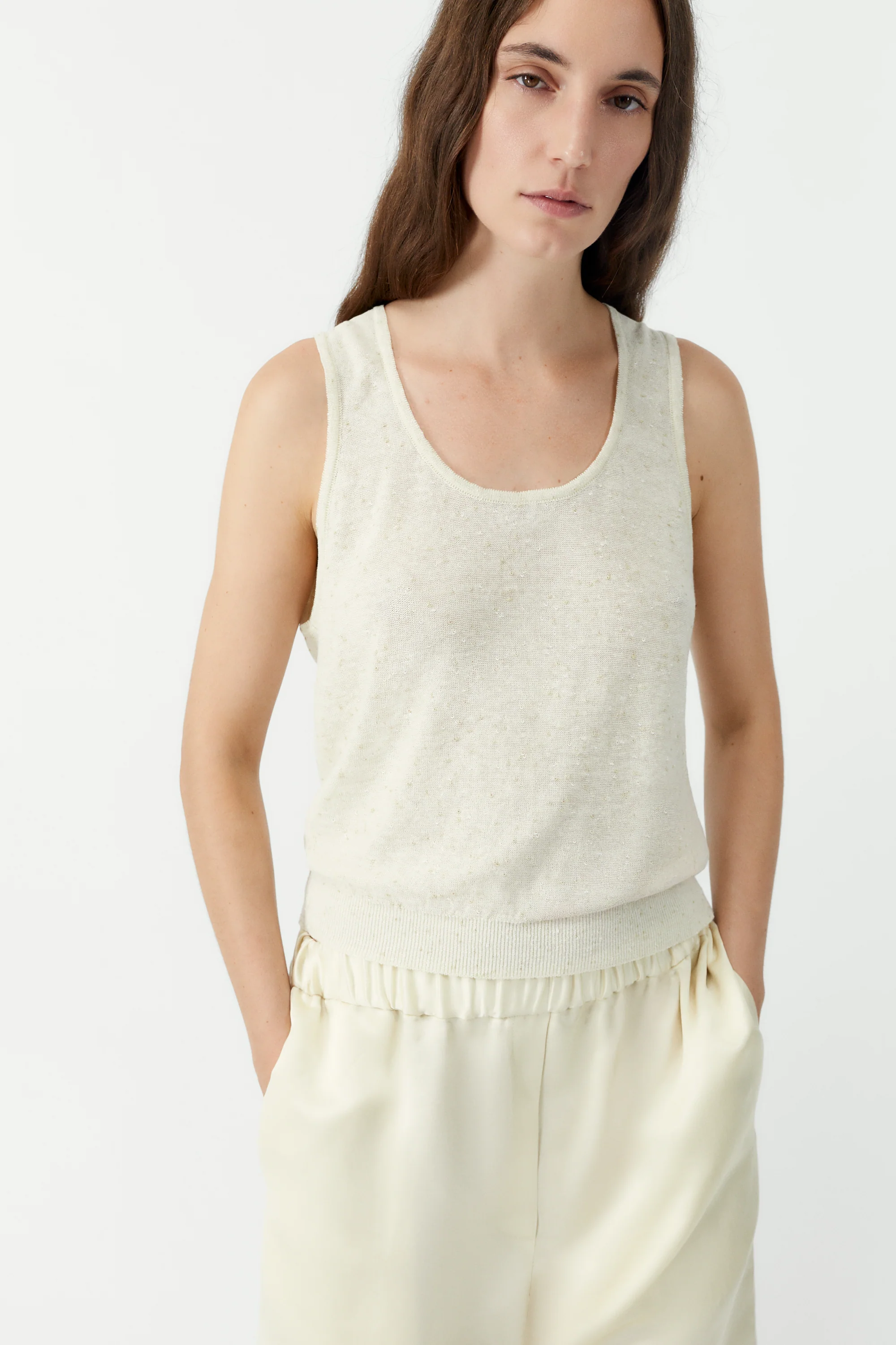 LINEN & COTTON FLECKED TANK TOP - Image 2