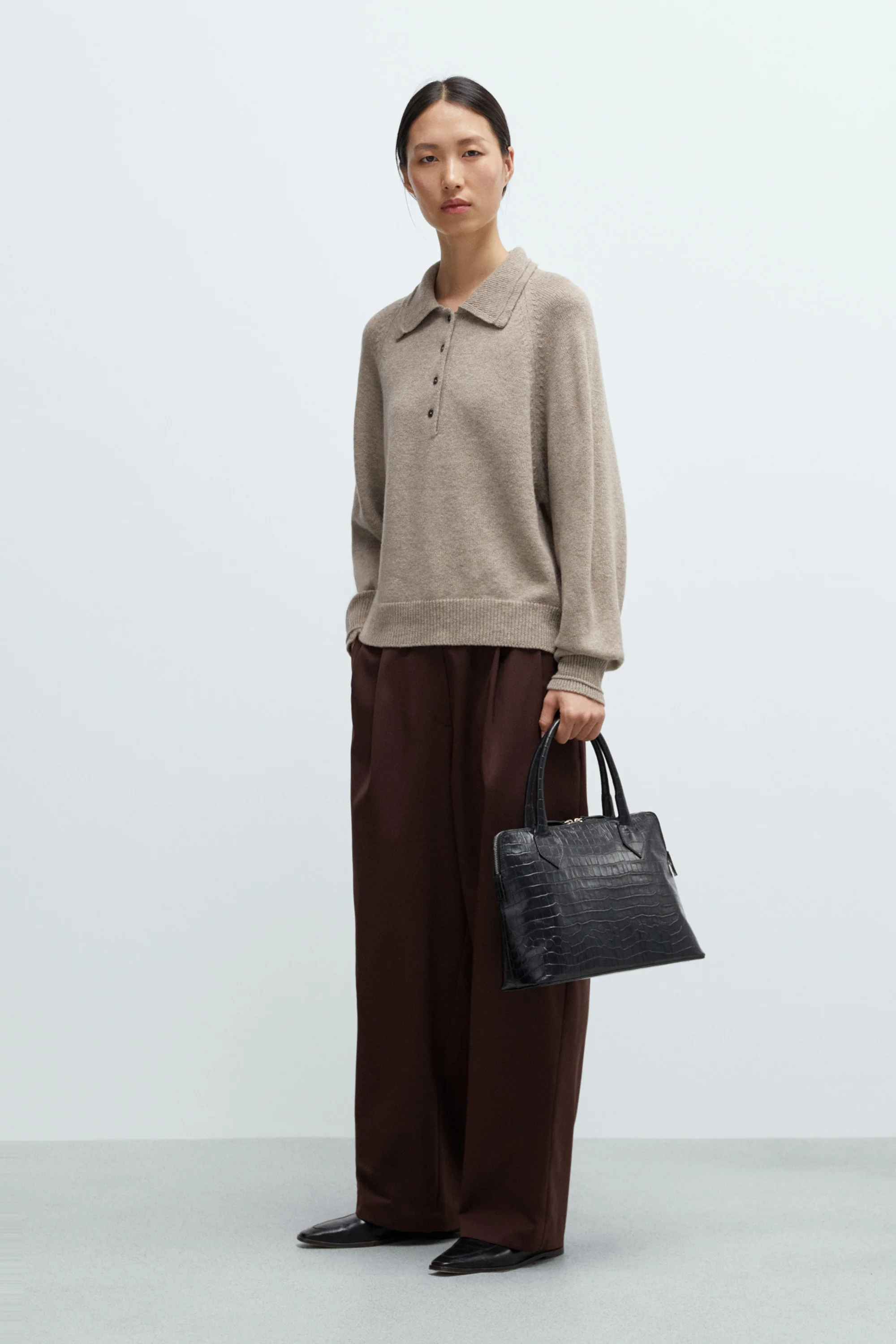 MERINO WOOL POLO SWEATER